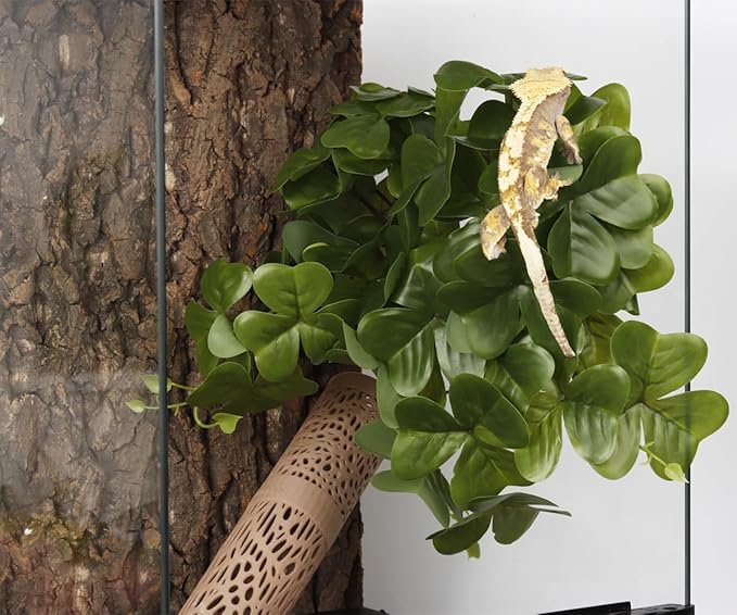 Reptile Plants for Terrarium, Amphibian Habitat Decor Artificial Hanging Plants with Suction Cup - Fake Shamrock