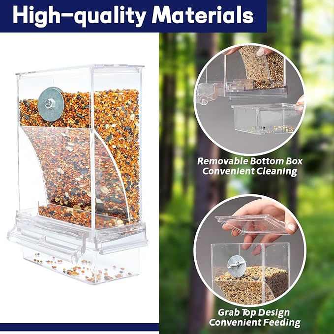 No Mess Bird Feeders Anti Spill Transparent Bird Feeder for Cage Bird Parrot Automatic Feeder Seed Food Container Cage Accessories for Budgies Canary Cockatiel Finch