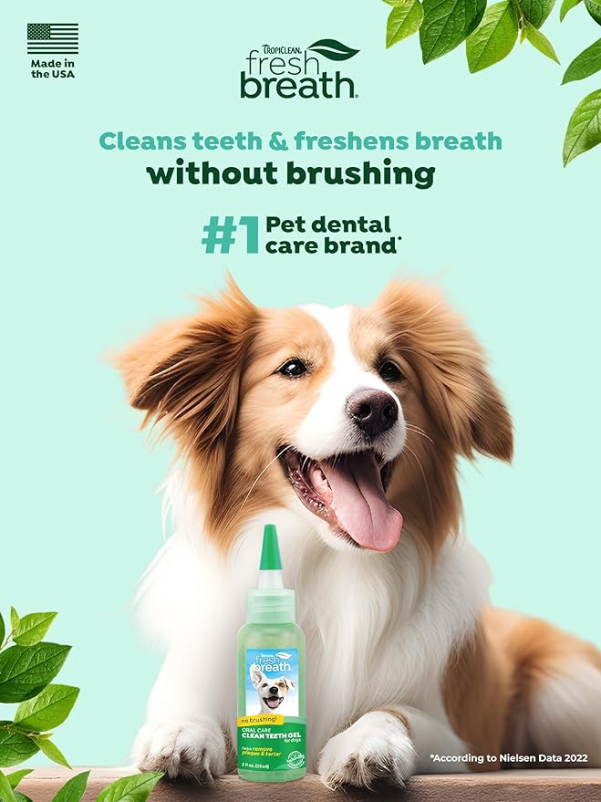 TropiClean Clean Teeth Gel for Dogs | Dog Dental Care | Dog Toothpaste | Breath Freshener | Easy Teeth Cleaning | Made in The USA | 2 oz.