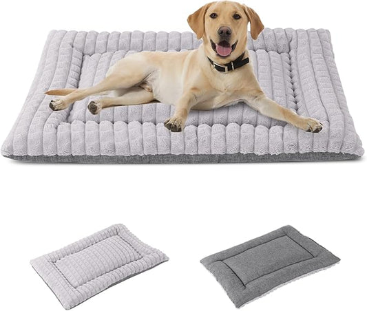 IEUUMLER Dog Bed, Reversible Washable Mat, Soft Premium Plush Dog Crate Pad, Pet Sleeping Mattress for Small/Medium/Large Dogs and Cats FC014 (Gray, M(30"*20"))