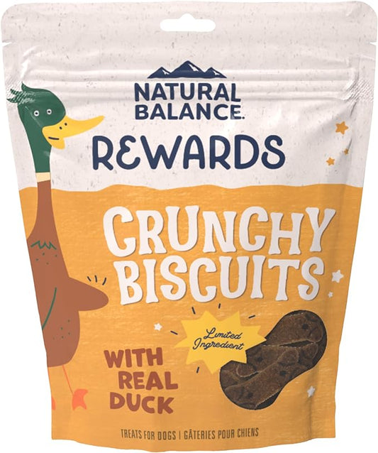 Natural Balance Limited Ingredient Rewards Crunchy Biscuits, Grain-Free Dog Treats for Adult Dogs of All Breeds, Duck Recipe, 28 Ounce (Pack of 1)