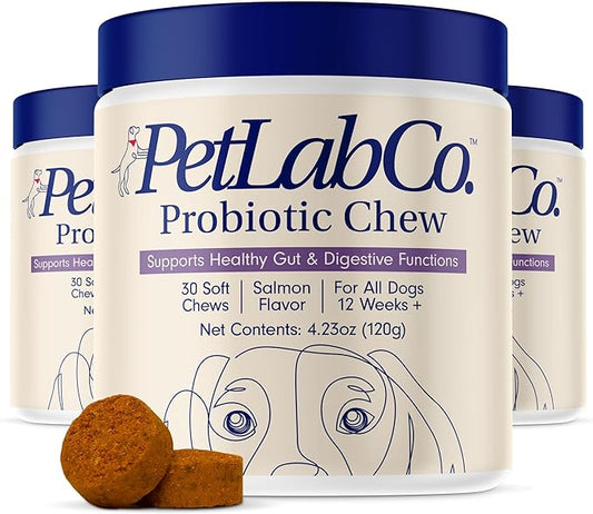 PetLab Co. Probiotics for Dogs, Support Gut Health, Diarrhea, Digestive Health & Seasonal Allergies - Salmon Flavor - 30 Soft Chews