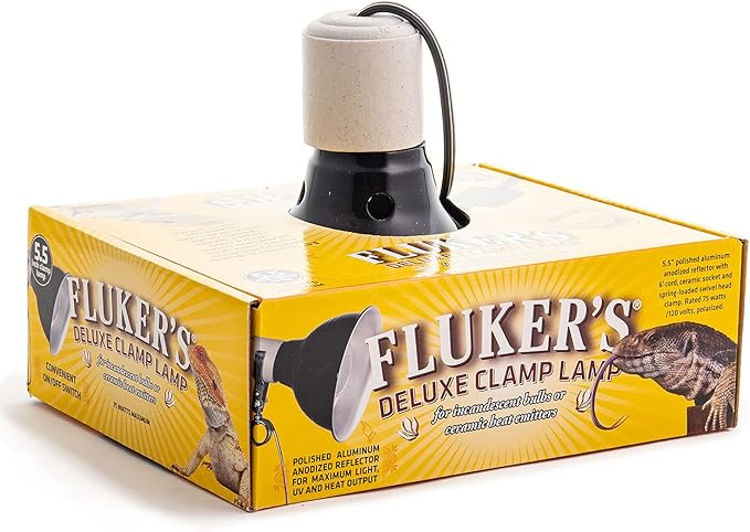 Fluker's Repta-Clamp Lamp, Heavy Duty Clamp Light For Reptile Tanks and Terrariums, UL/CUL Approved, Great for Reptile Basking, 75-Watt Maximum with On/Off Switch, 5.5"