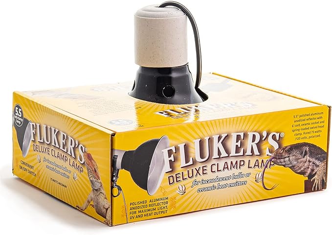 Fluker's Repta-Clamp Lamp, Heavy Duty Clamp Light for Reptile Tanks and Terrariums, UL/CUL Approved, Great for Reptile Basking, 75-Watt Maximum with On/Off Switch, 5.5" (Pack of 2)