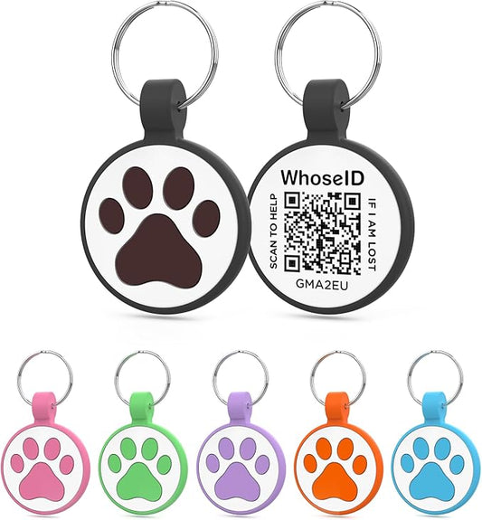 Personalized Dog Tag, Laser Engraving QR Code, Silicone Dog ID Tag, Pet Online Profile, Scan QR Code Send Location, Collar Harness Accessories (Medium to Large Breeds - 1.25", Black)