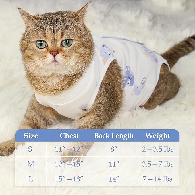 ANWA 2 PACK Cat Recovery Suit - Breathable Cat Surgery Recovery Suit Female, Cat Onesie for Cats After Surgery, Cat Spay Recovery Suit Female Abdominal Wounds