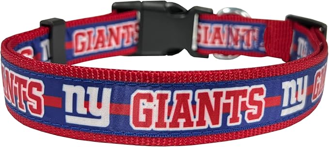 Pets First NFL New York Giants Licensed PET COLLAR, Medium - Heavy-Duty, Strong, and Durable Dog Collat. Available in 32 Football Teams