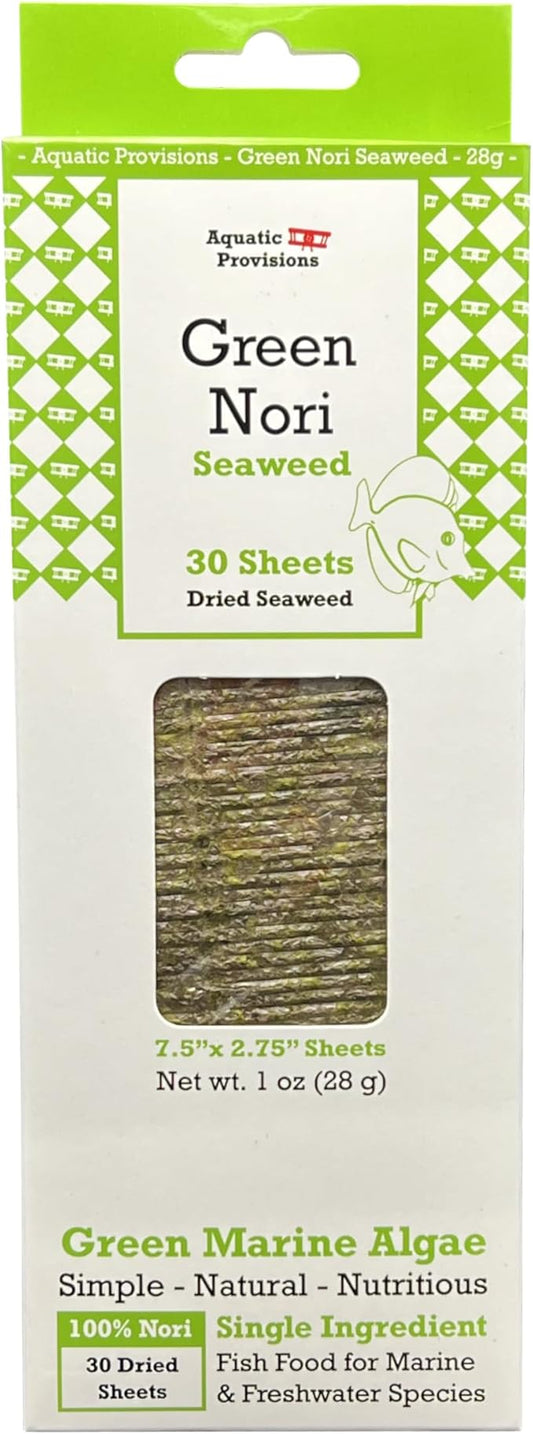 Green Seaweed, 30 Sheets, 1 oz, Dried Fish Food for Marine and Freshwater Aquarium Species