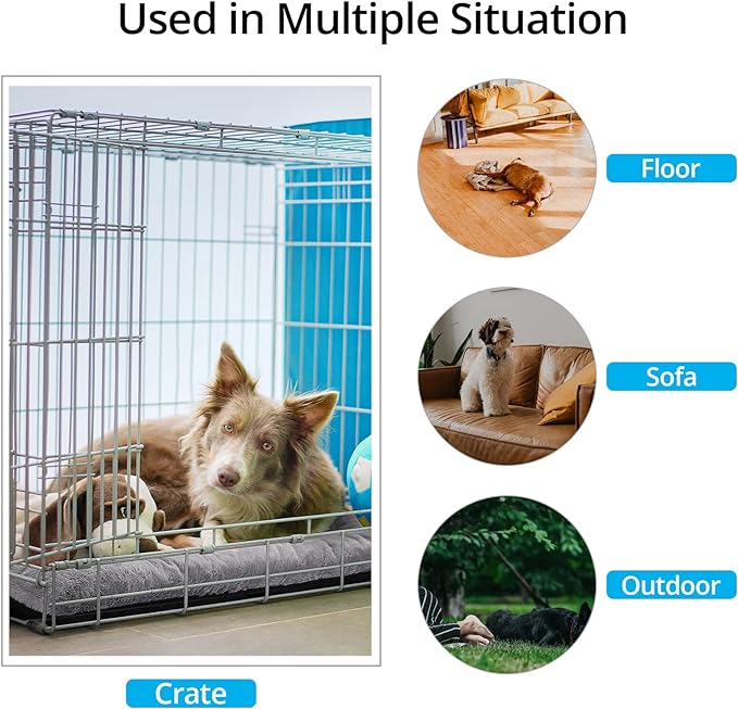 VERZEY Crate Pad for Large Dogs Fit Metal,Ultra Soft Bed Washable & Anti-Slip Kennel Pad for Dogs Cozy Sleeping Mat,Gray 42inch