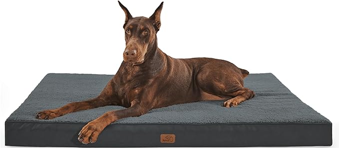 Bedsure Jumbo Dog Bed for Large Dogs - XXL Orthopedic Dog Beds with Removable Washable Cover, Egg Crate Foam Pet Bed Mat, Suitable for Dogs Up to 150lbs, Dark Grey