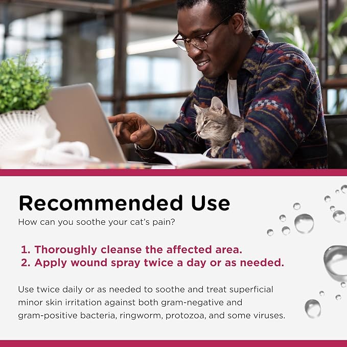 Nutri-Vet Antimicrobial Wound Spray for Cats | Helps Promote Healing and Reduce Pain | 4oz