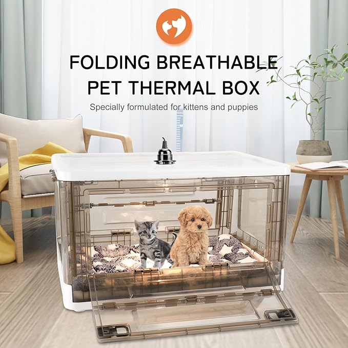Puppy Incubator - Puppy Incubator with Heating,Incubator for Newborn Puppies and Kittens,Kitten Incubator,Incubator for Puppies with Puppy Bed Mat 55L