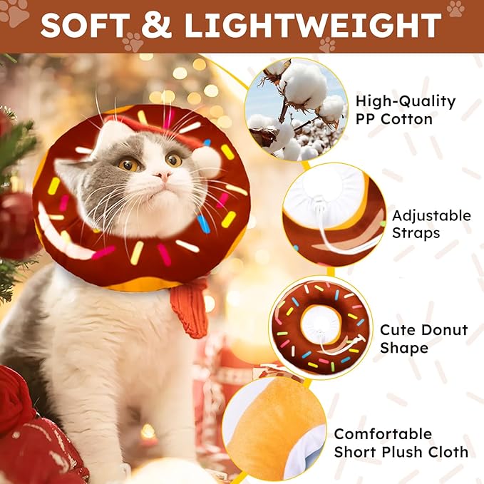 Cat Cone Collar Soft, Cat Recovery Collar for Wound Healing Cute Cat Donut Adjustable Cat Cones to Stop Licking Comfortable Lightweight Neck Elizabethan Collars for Cats Kittens After Surgery