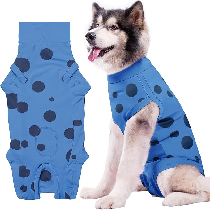 Dog Recovery Suit, Professional Dog Surgery Suit Post Spay, Neuter, Abdominal Surgical Suit for Male Female Dogs Can Pee, Prevent Licking Soft Breathable Cotton Covers Wound (Blue, XXX-Large)