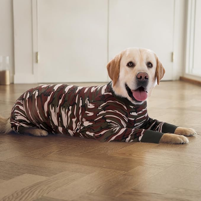 Recovery Suit for Large Medium Dogs After Surgery, Soft Breathable Anti Licking Dog Onesie E-Collar & Cone Alternative, Pet Bodysuit for Preventing Hair Loss Full Cover Wound(2XL, Camouflage)