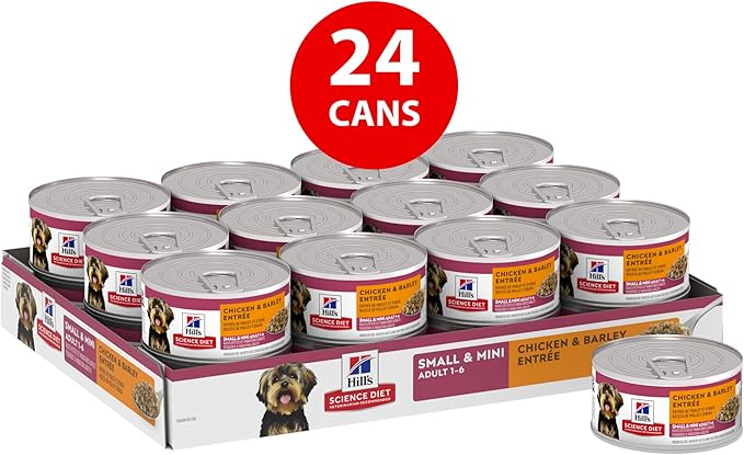 Hill's Science Diet Small & Mini, Adult 1-6, Small & Mini Breeds Premium Nutrition, Wet Dog Food, Chicken & Barley Loaf, 5.8 oz Can, Case of 24