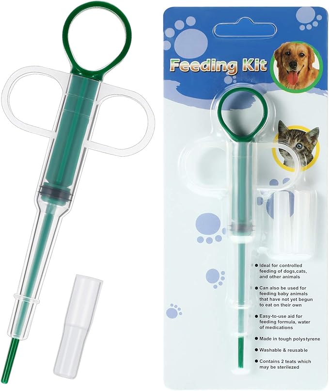 2 Pieces Pet Pill Plunger Popper for Small Cats Dogs Pill Gun Dispenser Shooter Pet Piller Soft Tip Tablet Syringe Pusher Animal Medicine Feeder for Feeding Accessories (Green)