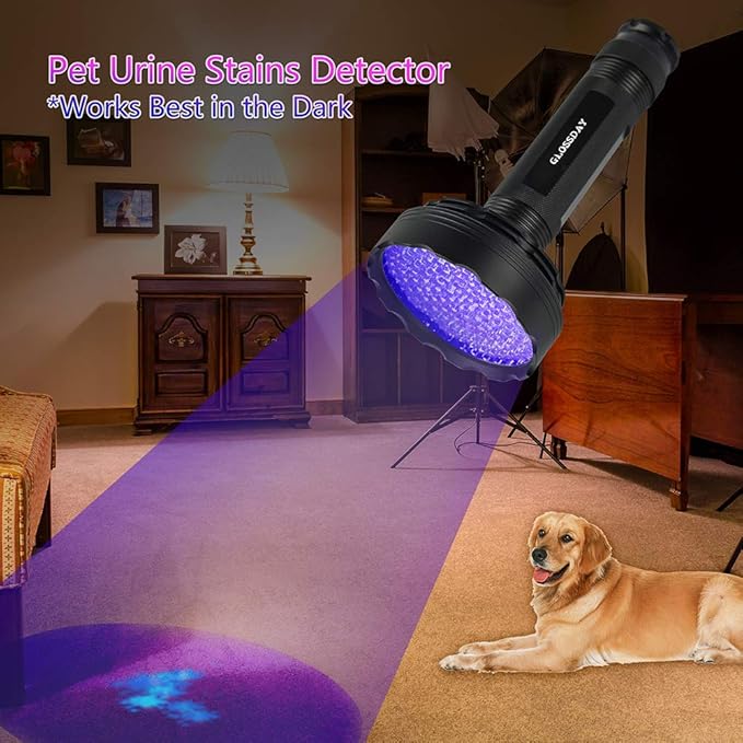 Blacklight Flashlight,128 LED UV Flashlights, Upgraded Bright Ultraviolet Flashlight Professional Black Light for Dog/Cat, Hunting Scorpions