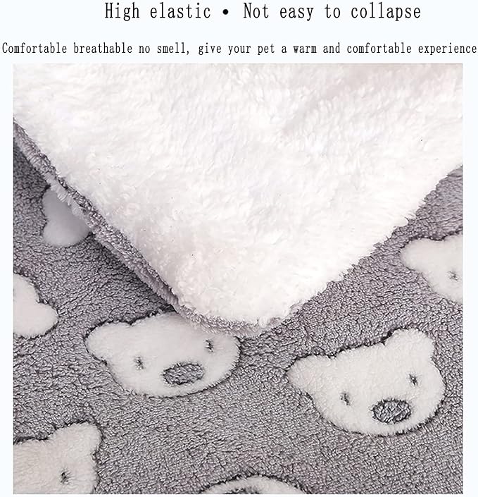 Cozy Calming Cat Blanket, Flannel Cushion for Pet Cozy Calming Blanket for Anxiety and Stress, Cozy Kitty Bed for Indoor Cats Calming Thick, Ultra Soft Pet Bed Mat (Grey Bear, L (19.7" x 23.6"))