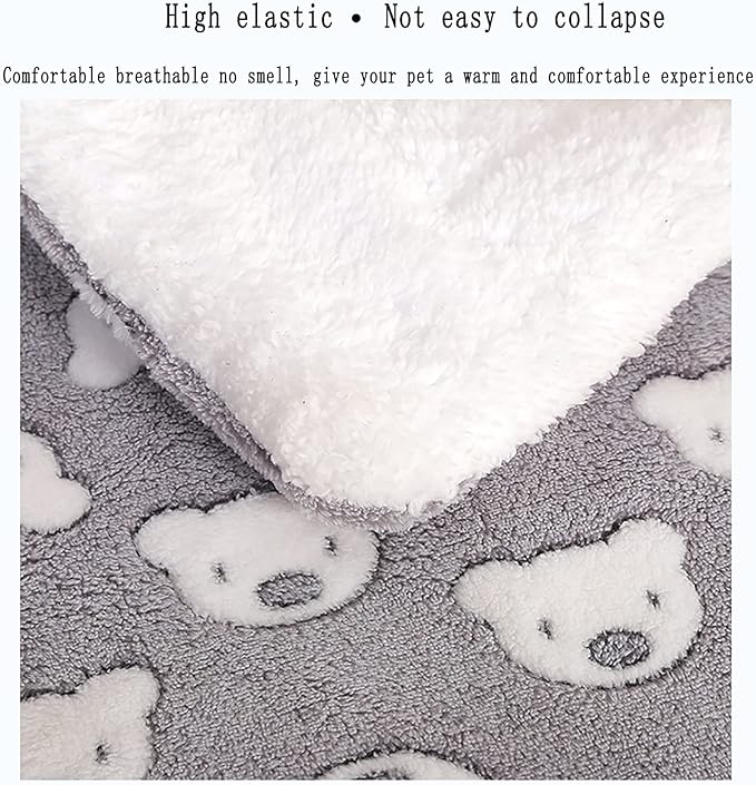 Cozy Calming Cat Blanket, Flannel Cushion for Pet Cozy Calming Blanket for Anxiety and Stress, Cozy Kitty Bed for Indoor Cats Calming Thick, Ultra Soft Pet Bed Mat (Grey Bear, M (15.7" x 19.7"))