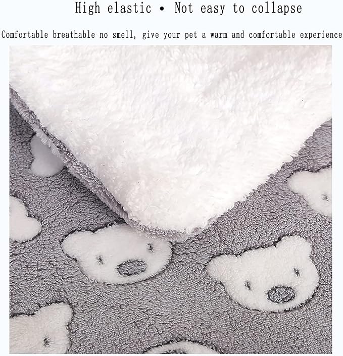 Cozy Calming Cat Blanket, Flannel Cushion for Pet Cozy Calming Blanket for Anxiety and Stress, Cozy Kitty Bed for Indoor Cats Calming Thick, Ultra Soft Pet Bed Mat (White Bear, S (11.8" x 15.7" ))