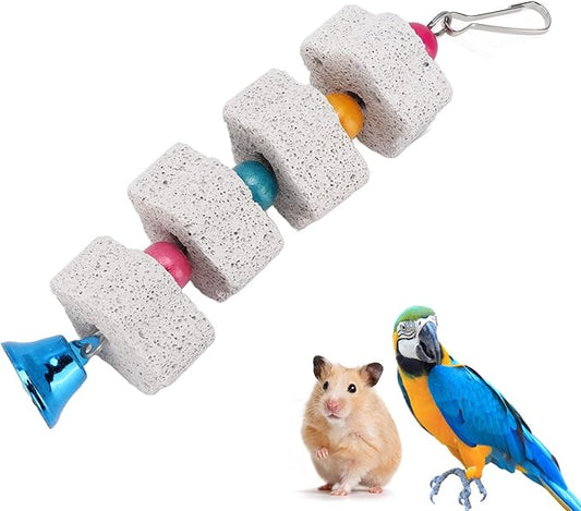 Parrot Chewing Toy, Bird Beak Grinding Mineral Stone Colorful Bird Block Toys Parrot Lava Block Calcium Supplement Food Chew Training Toys for African Greys Eclectus Budgies