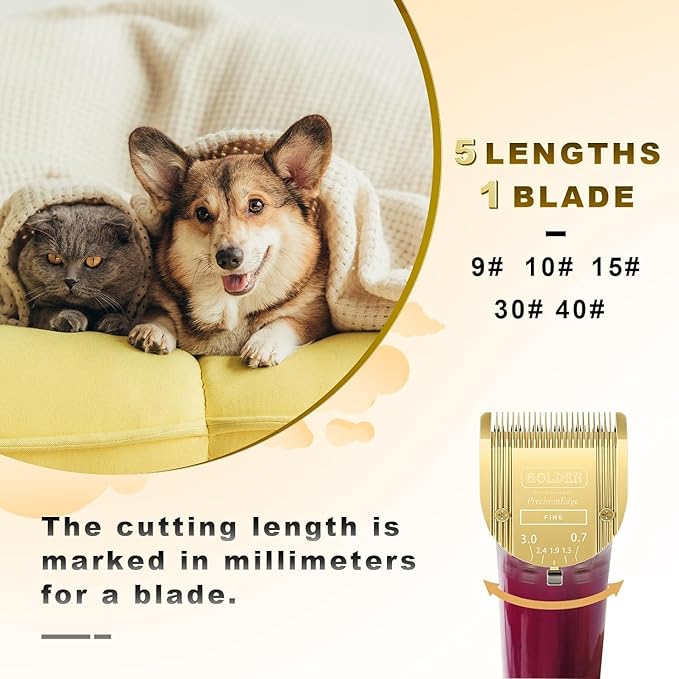 Adjustable 5 in 1 Blades Dog Grooming Blades Compatible with Wahl Animal Clipper Arco, Bravura, Chromado, Creativa, Figura, and Motion Pet, Dog, and Horse