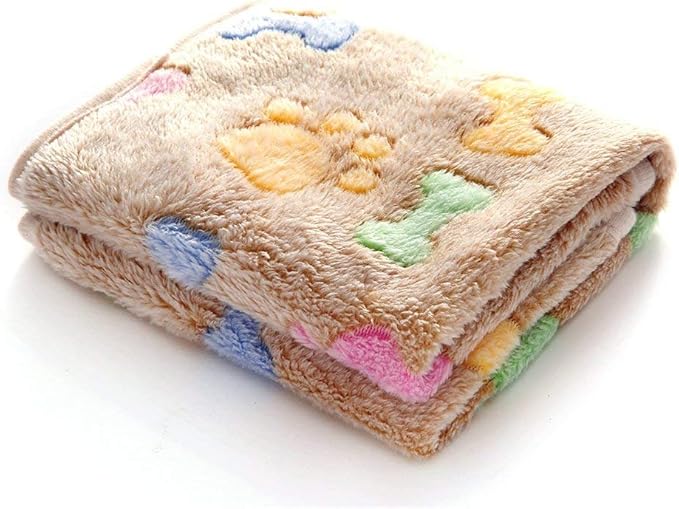 Luciphia 1 Pack 2 Pet Blankets for Dogs Cats, Fleece Print Dog Cat Blankets for Small Medium Large Puppy Kitten, Bone Brown Purple Large(41x31 inch)