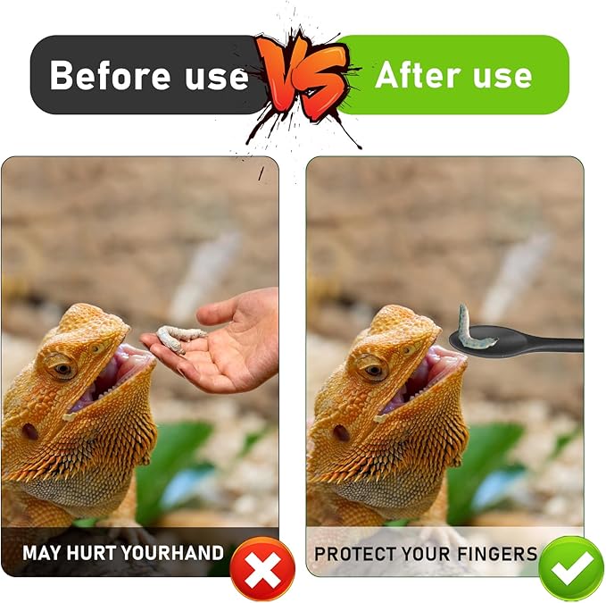 2Pcs Reptile Food Spoon Silicone Crested Gecko Feeding Spoon, Crested Gecko Food Mixing Spoon for Gecko Lizard Gargoyle Bearded