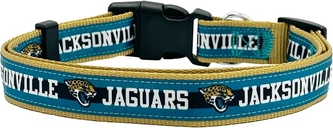 New & Improved Pets First NFL Jacksonville Jaguars Licensed PET Collar, Medium - Heavy-Duty, Strong, and Durable New Dog Collar. Available in 32 Football Teams and 4 Sizes