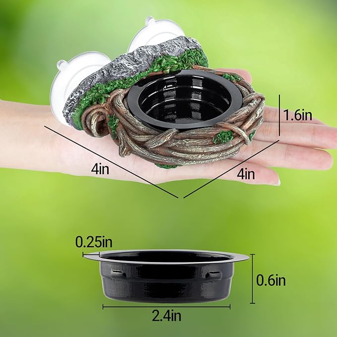 REPTI ZOO Crested Gecko Feeding Ledge, Reptile Water Food Dish for Bearded Dragon Lizard Snake Turtle, Vine Reptile Feeder Bowl Terrarium Tank Decor Accessories