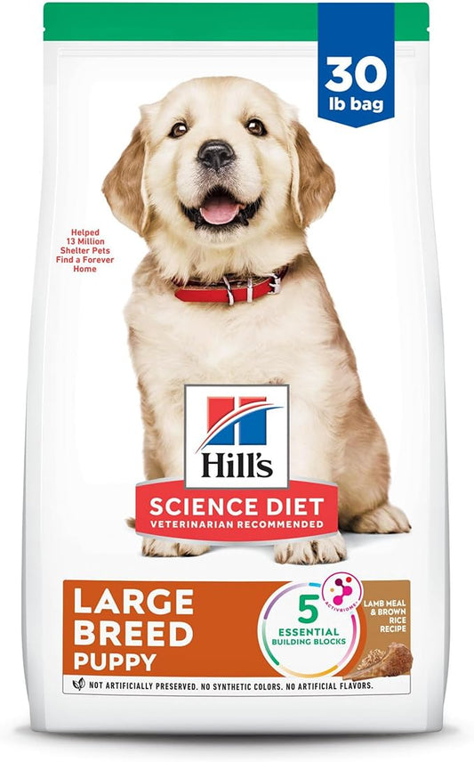 Hill's Science Diet Puppy, Large Breed Puppy Premium Nutrition, Dry Dog Food, Lamb & Brown Rice, 30 lb Bag