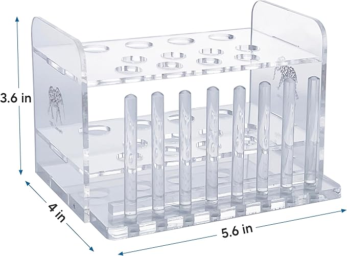 Aquarium Test Tube Holder, Hand-Made Rack w/ 8 Cap Holders for use w/API and TC Glass Test Tubes