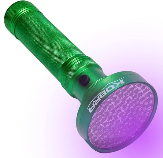 Kobra Black Light Flashlight 100 LED Lamp and Blacklight for Home & Hotel Inspection, Pet Urine & Stains - Ultra Intensity 18W 385-395nm LEDs Spot Counterfeit Money, Leaks, Scorpions (100 LED) (Green)