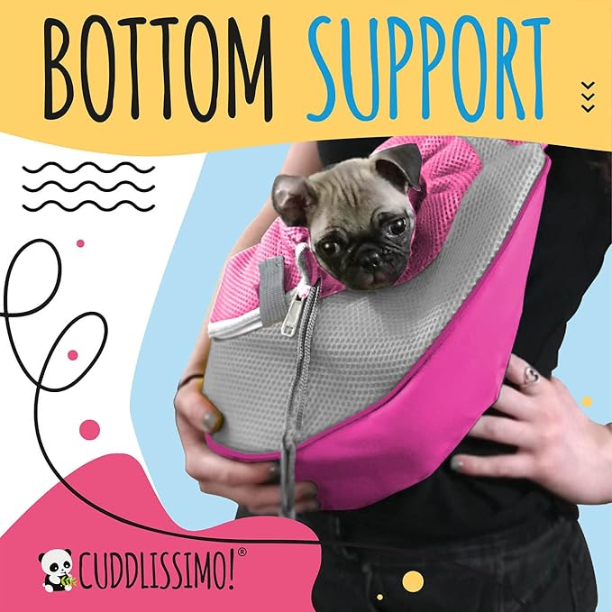 Pet Sling Carrier - Small Dog Puppy Cat Carrying Bag Purse Pouch -For Pooch Doggy Doggie Yorkie Chihuahua Baby Papoose Bjorn -Hiking Front Backpack Chest Body Holder Pack To Wear (Pink-L)