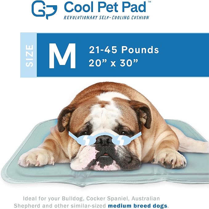 The Green Pet Shop Dog Cooling Mat, Medium - Pressure Activated Pet Cooling Mat for Dogs and Cats, for Medium Sized Pets (21-45 Lb.) - Non-Toxic Gel Dog Cooling Pad, No Water Needed - Sage Grey