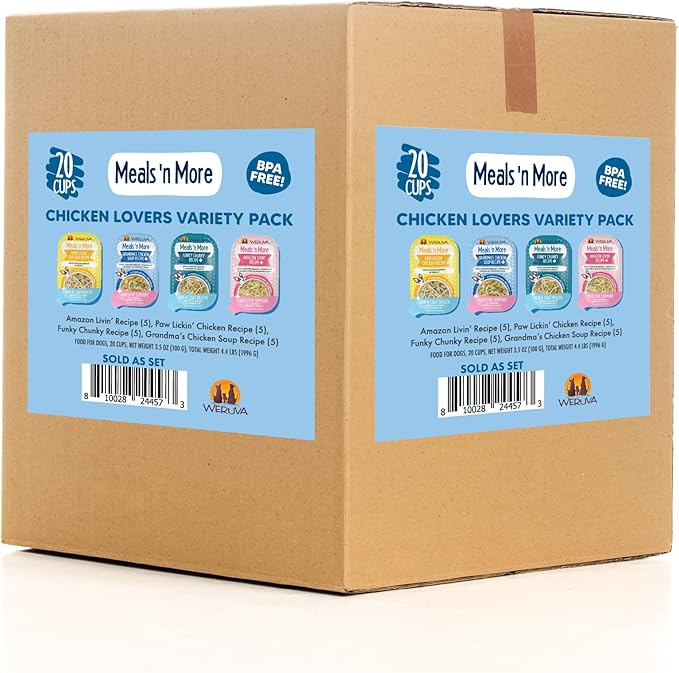 Weruva Meals 'n More Chicken Lovers Variety Pack, Canned Dog Food, 3.5oz each (20 Count)