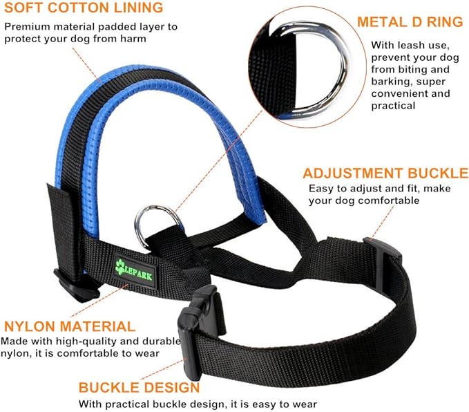 Nylon Dog Muzzle for Small,Medium,Large Dogs Prevent from Biting,Barking and Chewing,Adjustable Loop(XL/Blue)