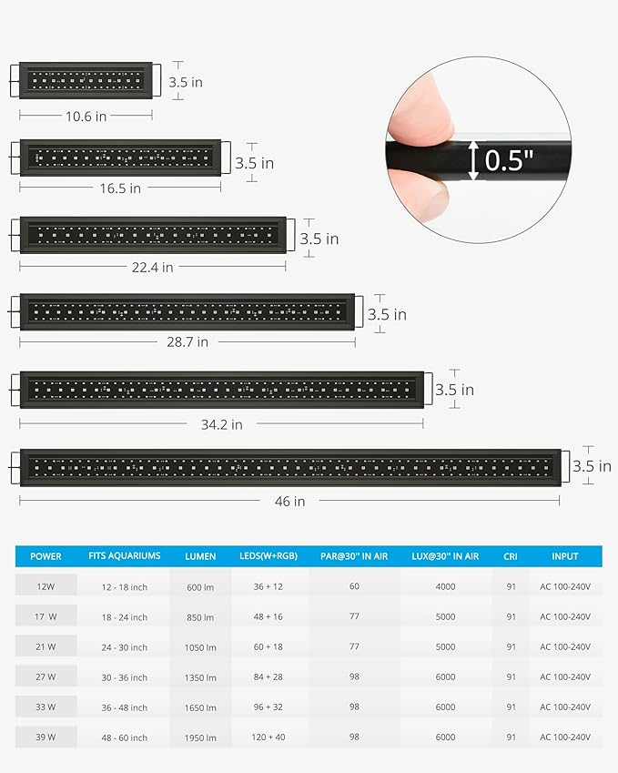 NICREW RGB+W 24/7 LED Aquarium Light with Controller, Full Spectrum Fish Tank Light for Planted Freshwater Tanks, Planted Aquarium Light with Extendable Brackets to 30-36 Inches, 27 Watts