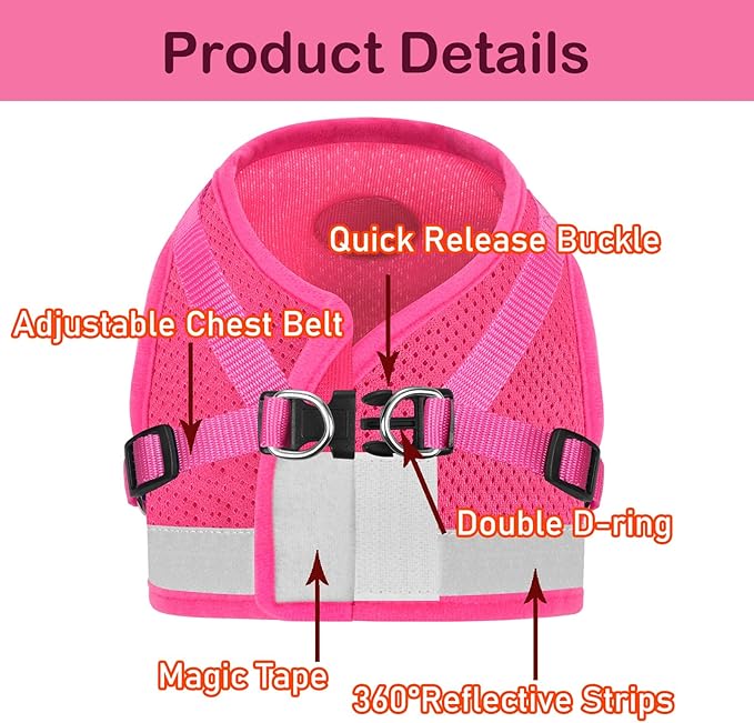 Cat Harnesses and Puppy Harness with Leashes Set, Escape Proof Cat Harness, Adjustable Reflective Soft Mesh Vest Fit Puppy Kitten Rabbit Ferrets's Outdoor Harness