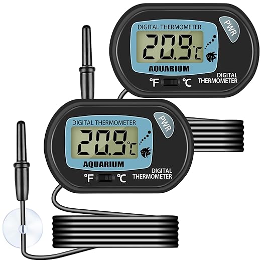 Aquarium Thermometer, Digital Water Thermometer with LCD Display, Fish Tank Thermometer, Reptile Thermometer for Terrarium Fish Tank (2)