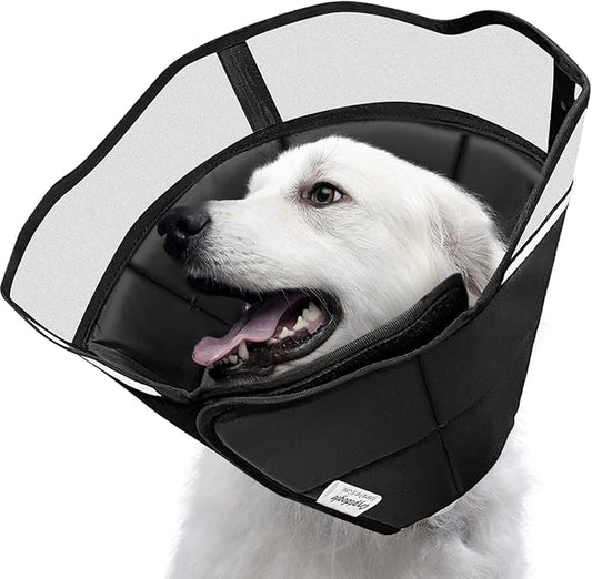 Soft Dog Cone for Dogs After Surgery, Breathable Pet Recovery Collar for Large Medium Small Dogs and Cats, Adjustable Dog Cone Collar, Elizabethan Collar (XL, Black)