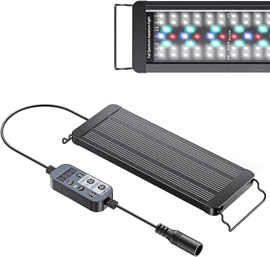 Pawfly 14 W Aquarium LED Light for 12" to 18" Tanks 24/7 Extendable Fish Tank Light with Full Spectrum IP68 Waterproof Light with D/N Mode Single Color Effects Timer and Adjustable Brightness