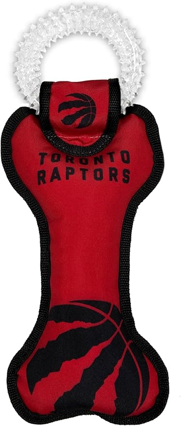 Pets First NBA Toronto Raptors Dental Ring Dog TUG Toy with Squeaker. Tough PET Toy for Healthy Fun, Teething & Cleaning Pet's Teeth & Gums