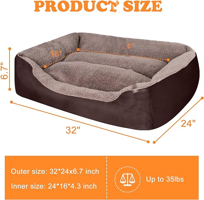 PUPPBUDD Dog Beds for Large Dogs, Rectangle Washable Comfortable and Breathable Pet Sofa Warming Orthopedic Dog Bed for Large Medium Dogs