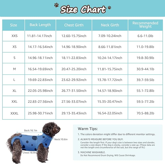 2 Packs Dog Recovery Suit Female Male, Blue+Pink, S