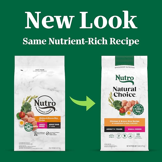 NUTRO NATURAL CHOICE Small Breed Adult Dry Dog Food, Chicken & Brown Rice Recipe Dog Kibble, 5 lb. Bag