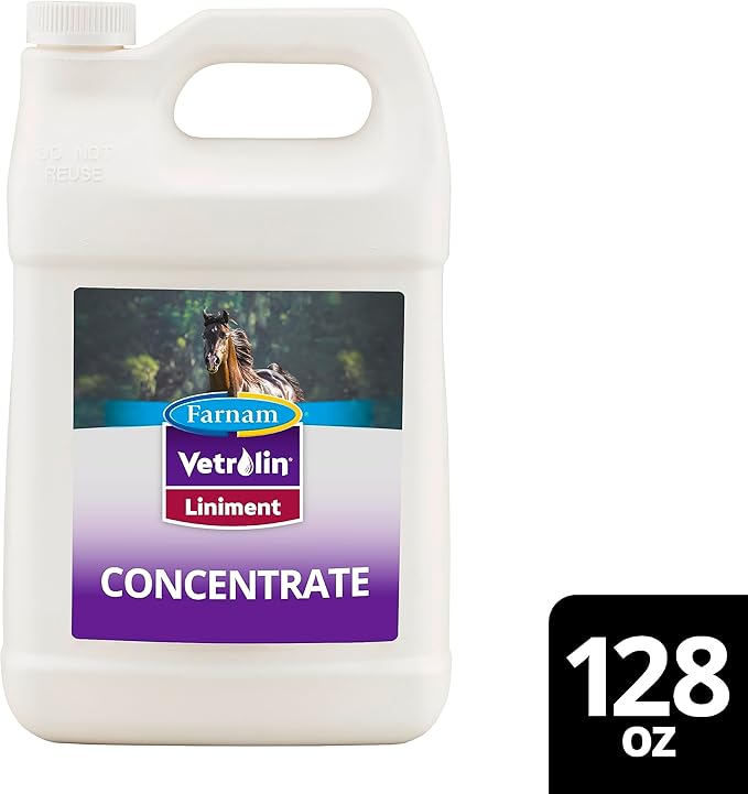 Farnam Vetrolin Horse Liniment for Muscle Soreness, Stiffness and Inflammation Relief on Horses, Helps Reduce Swelling 128 Ounces