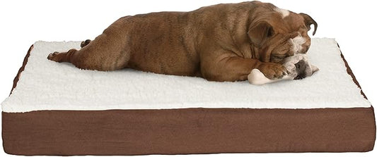 Orthopedic Dog Bed ? 2-Layer Memory Foam Dog Bed with Machine Washable Sherpa Cover ? 30x20.5 Dog Bed for Medium Dogs up to 45lbs by PETMAKER (Brown)