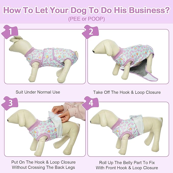 Kuoser Dog Recovery Suit, Soft Dog Onesie for Surgery Female Spay Dog Surgical Recovery Suit Male Neuter, Anti Licking Abdominal Dog Surgical Suit Pet Bodysuit Alternative to Cone of Shame, M
